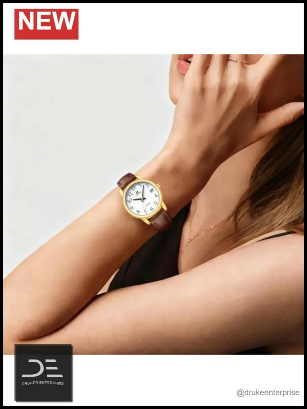Women's Analog Quartz Wrist Watch with Leather Band, 30mm Case, 3ATM Water